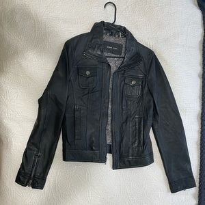 Black leather rivet jacket